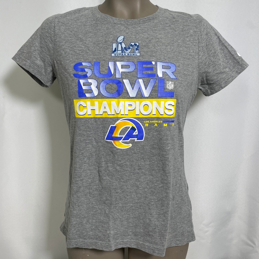 Los Angeles Rams NFL Super Bowl LVI Champions Nike Gray T-Shirt Women's SMALL